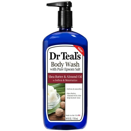 Dr Teal's  Shea Butter & Almond Body Wash With Pure Epsom Salt Soften Moist 24 oz