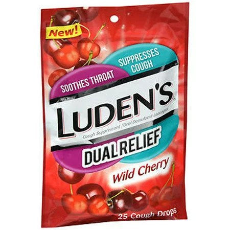 LUDENS DUAL RELIEF WILD CHERRY 25 COUGH DROPS