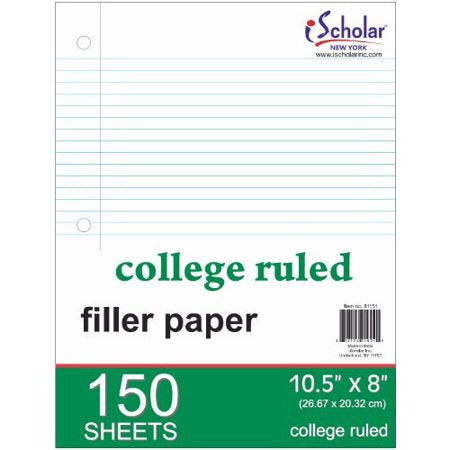 FILLER PAPER 150 SHEETS 10.5 X 8 IN.