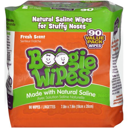 BOOGIE WIPES SALIAN  STUFFY NOSE FRESH SCENT 90 WIPES