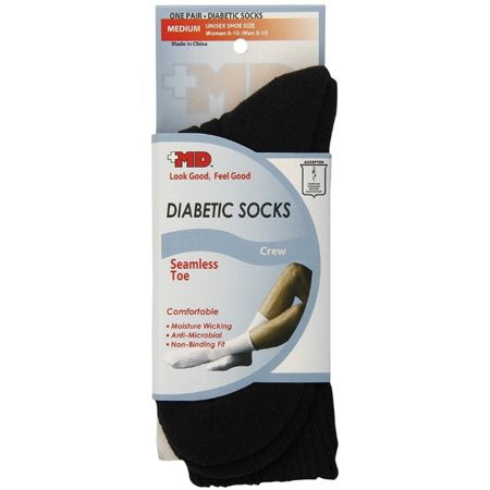 DIABETIC SOCKS CREW MEDIUM BLACK