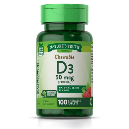 NATURES TRUTH  CHEWABLE D3 50MG 100 CT