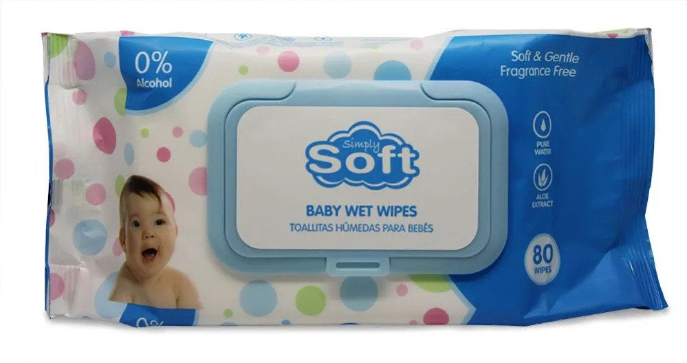 SIMPLY SOFTBABY WIPES 80CT BLUE WITH LID#38548