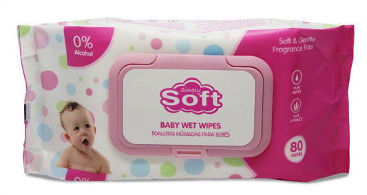 Simply Soft Baby Wipes 80ct W/Pink Lids#38547