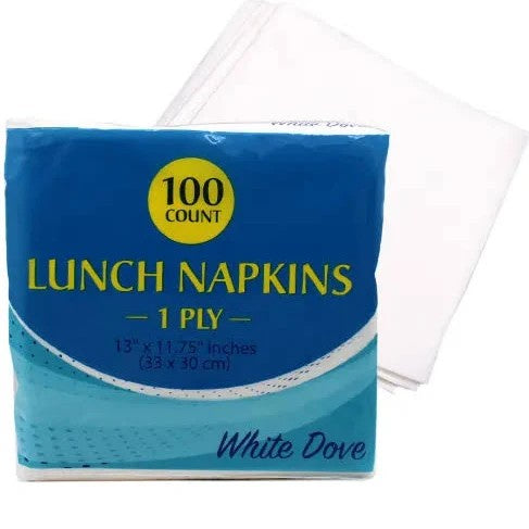 WHITE DOVE LUNCH NAPKIN 100 CT 1PLY