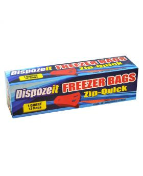 DISPOZE-IT FREEZER STORAGE BAGS 1QT12CT ZIP #18341