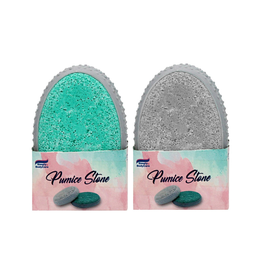 SIMPLY BODY CARE PUMICE STONE 3IN  OVAL GREEN & GREY 2CT #24152