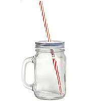 SIMPLY KITCHEN GLASS JAR 16 OZ W/ STRAW & DISPENSER