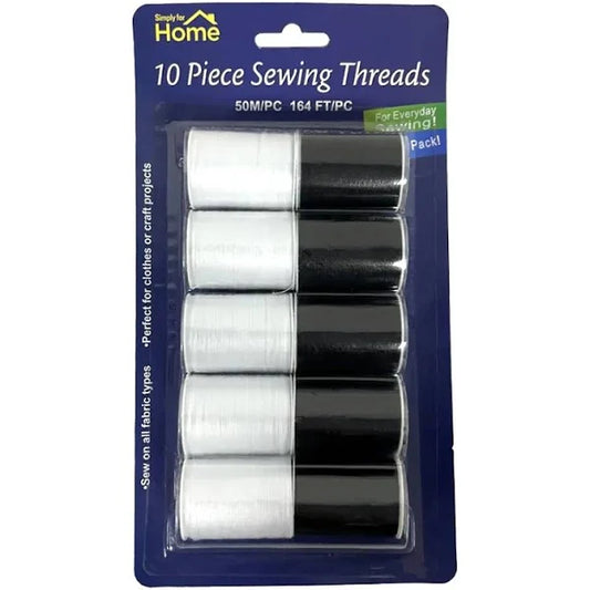 SIMPLY FOR HOME 10 PC SEWING KIT BLACK & WHITE ASSORTED. 50 M / PC