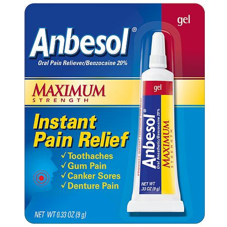 ANBESOL MAXIMUM STREGTH PAIN RELIEF GEL 0.33 OZ