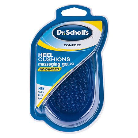 DR. SCHOLLS COMFORT HEEL CUSHIONS MASSAGING GEL ADVANCED MEN 8-13 1 PAIR