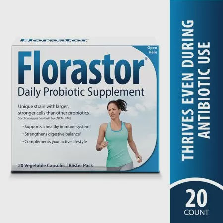 Florastor Daily Probiotic Supplement, 250 mg, 20 Capsules